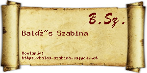 Balás Szabina névjegykártya