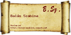 Balás Szabina névjegykártya